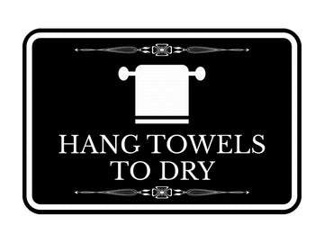 Signs ByLITA Classic Framed Hang Towels To Dry Vintage Bathroom Wall or Door Sign